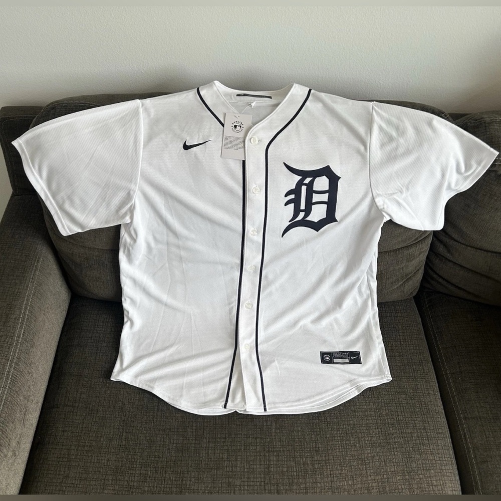 Nike Authentic Detroit Tigers Javier Baez #28 MLB White Jersey Men’s Size: L - Picture 1 of 6